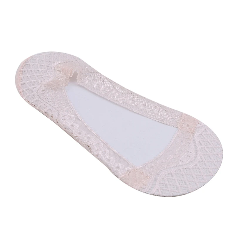 light pink Кружевные носки-башмачки для женщин, летние открытые ультратонкие Нескользящие невидимые носки, силиконовые Нескользящие низкие носки, Тапочки - Цвет: light pink