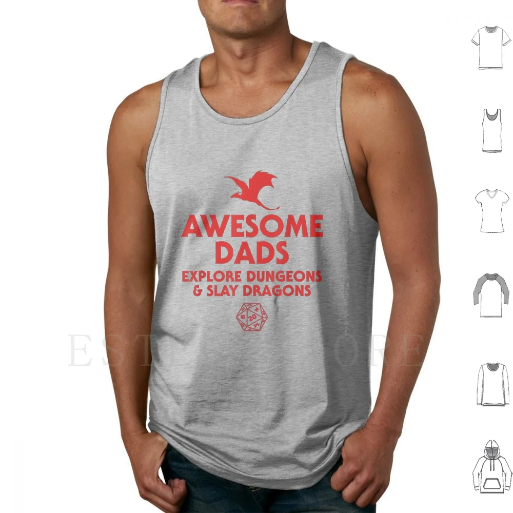 Awesome Dads Explore And Slay Dad Gift Tank Tops Vest Year Mom Dragon Law Cool Little Mother Them Announcement Role | Мужская одежда