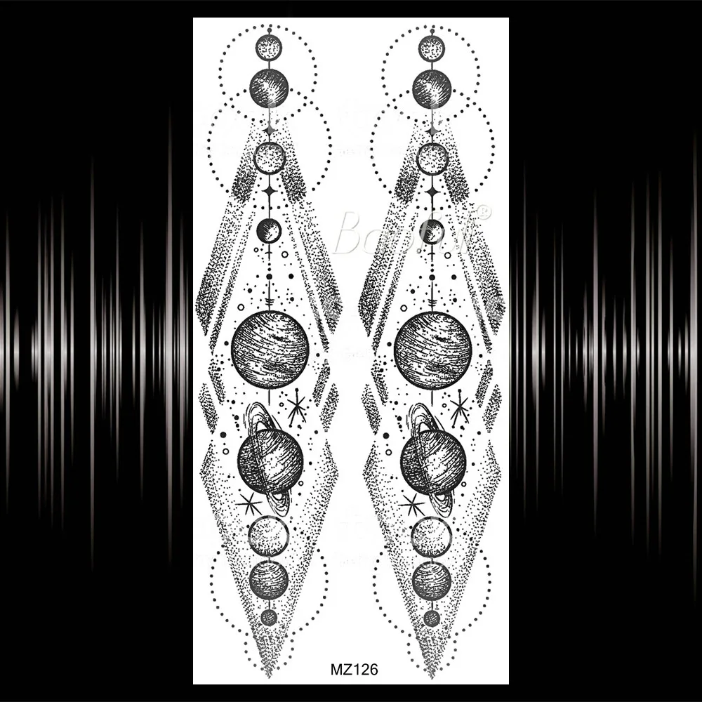 Водостойкие реалистичные поддельные татуировки для мужчин и женщин, временные татуировки космонавта, планеты, наклейки, Вселенная, земля, астронавт, боди-арт, татуировки