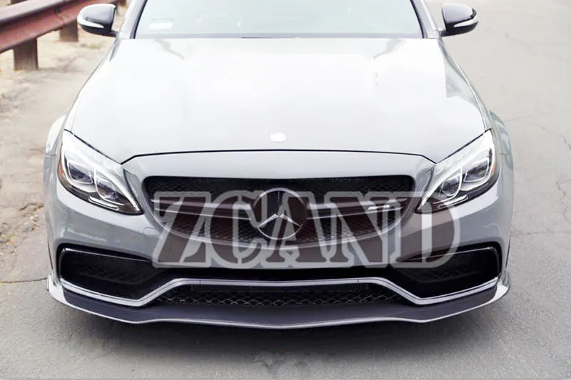 PSM Реальные углеродного волокна передний губы сплиттер задний спойлер для Benz C63 AMG W205 4 двери 2015UP