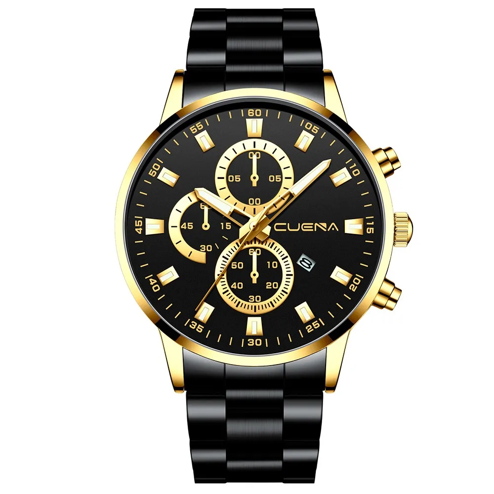 Мужские деловые часы CUENA, аналоговые кварцевые наручные часы из нержавеющей стали, спортивные наручные часы с датой, водонепроницаемые мужские часы - Цвет: S