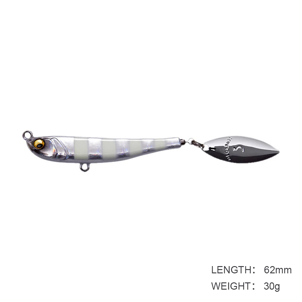 Jig Bait Winter Fishing with Spinner Spoon Fishing Lures 62mm 30g Jigs Trout Winter Fishing Hard Baits Tackle Pesca Makippa 30G