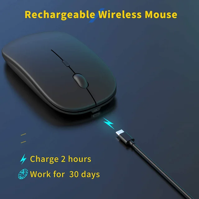 Ratón inalámbrico recargable para ordenador portátil y PC, Mini Mouse silencioso Delgado, 2,4G, para el hogar y la Oficina 2