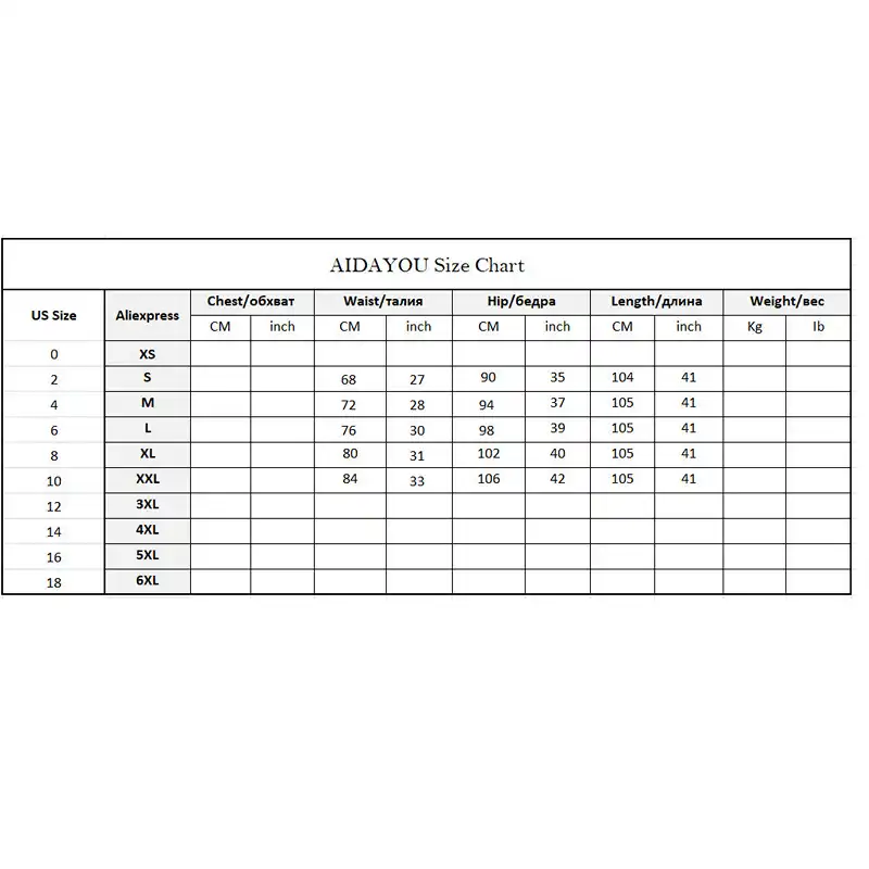 colombian jeans size chart