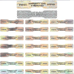 50x10mm Laser Security Label Tamper-Proof Holographic Warranty Void Stickers with Unique Serial Number Void Seal Adhesive labels