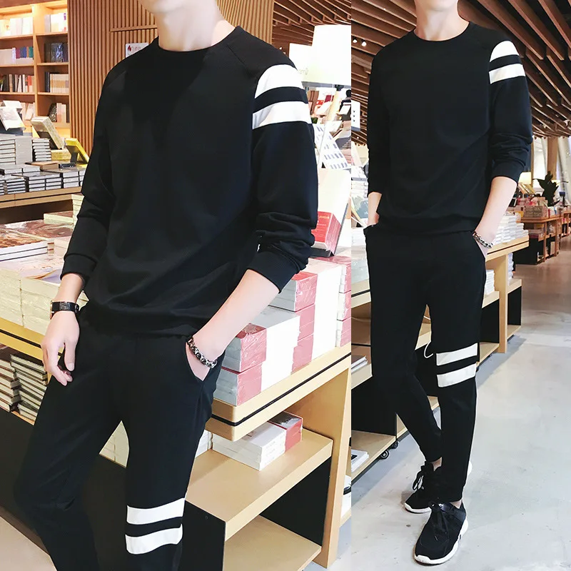 

2019 Spring New Style T-shirt Trousers Two-Piece Set Fashion MEN'S Sport Suit