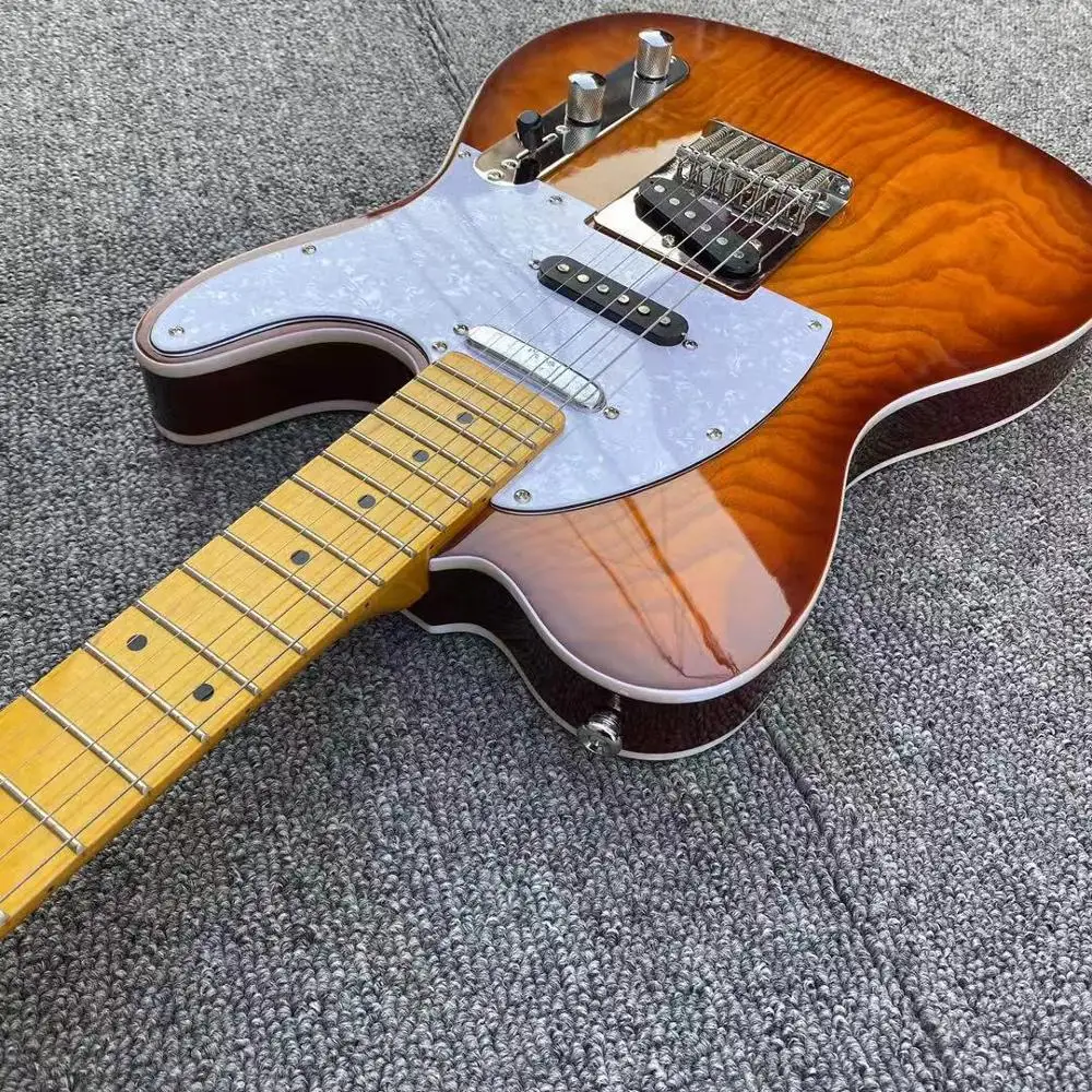 Tele Электрогитара поплавок пепел Sunburst воск в горшках звукосниматели sss 22 Лады клен гриф Китай на заказ