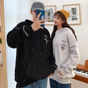 

2019 Autumn And Winter Loaded Hong Style Trend Korean Version Of The Loose Lovers Plus Velvet Thick Hooded Sweatshirt