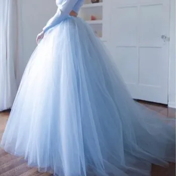 

Light Blue Tulle Long Skirts Ball Gown Floor Length Prom Party Women Formal Customized Evening Long Skirts