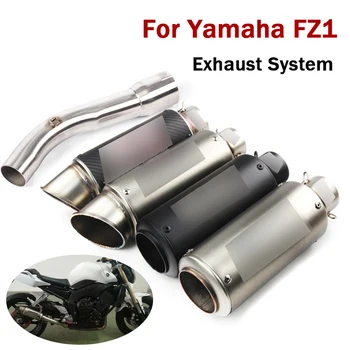 

Slip On FZ1 Motorcycle Modified Exhaust System Middle Tube Connecting Link Pipe With 51mm Vent Pipe Muffler Tips for Yamaha FZ1