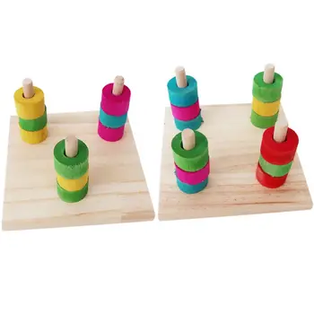 

Bird Educational Toy Parrot Cage Wooden Platform Chew Ring Training Puzzle Toy Bird Intelligence Beak Grinding
