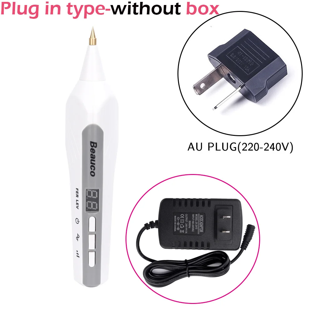 AU plug without box Веснушки морщинки моль удаление татуировки и двойные веки машина согревает темные пятна крот Татуировка шрамы удаление ионизирующий стержень домашнего использования - Цвет: AU plug without box