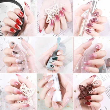 

False Nail Artificial Tips Set Full Cover for Decorated Short Long Coffin Press On Nails Fake Art Extension Tips With Sticker