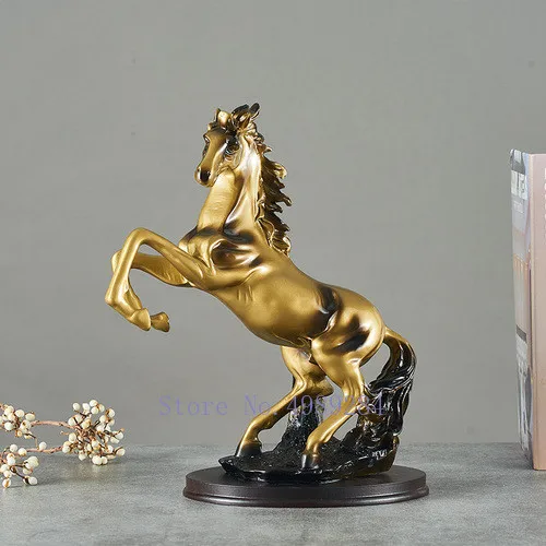 Creative Nordic Resin Simulated animal Retro horse Gold Crafts ornaments Modern home decoration Desktop living room figurine