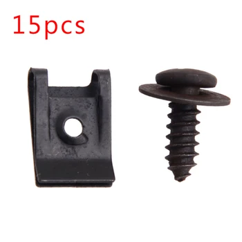 

Durable And Practical 15Set Spring Metal U-type Clip With Screw Car Bumper Fender Trim Panel Fasteners