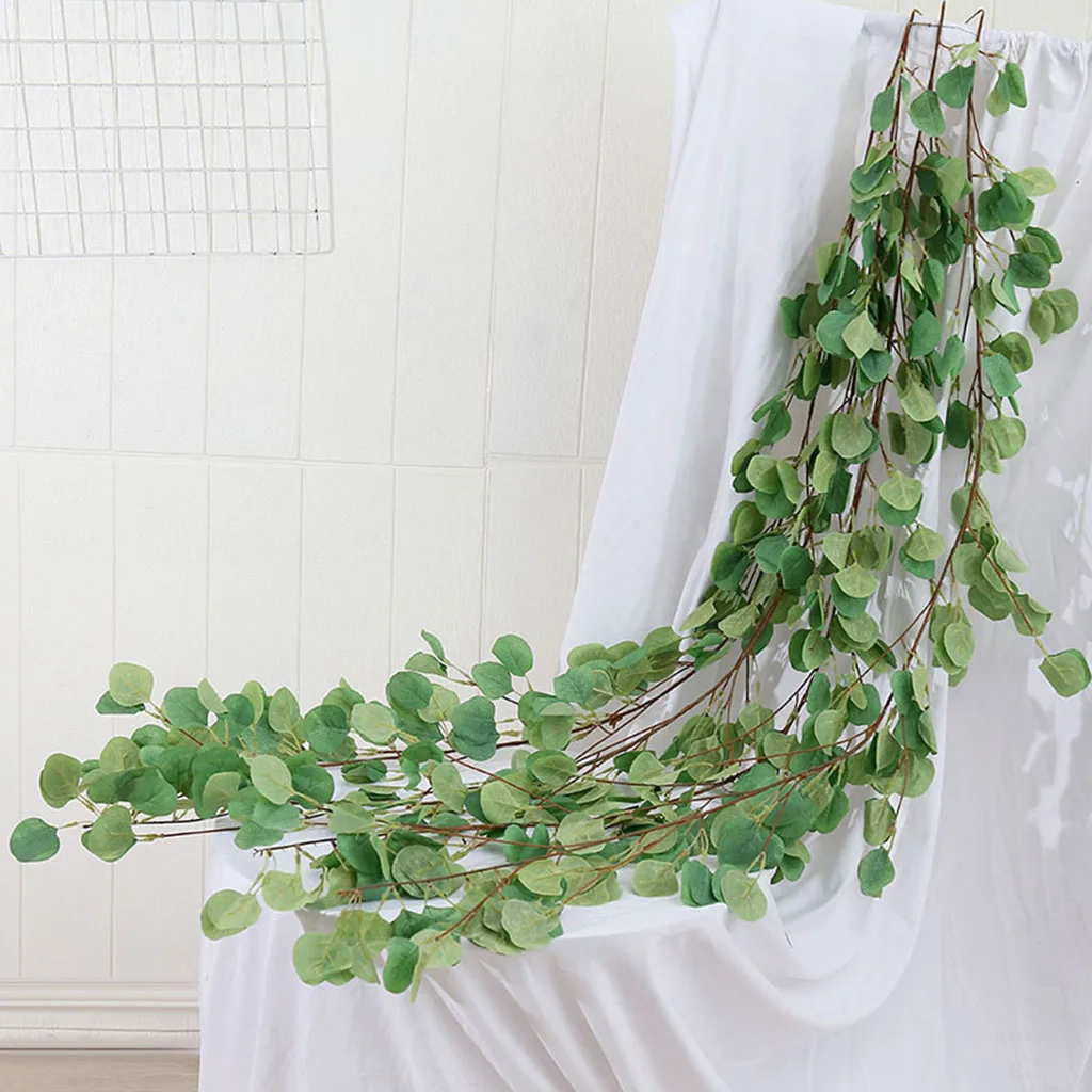 5.6ft Artificial Silver Dollar Eucalyptus Leaves Garland Faux Silk Greenery Vine