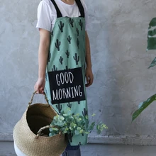 Brief Nordic wind cotton linen Home apron for the kitchen unisex large pocket baking pinafore Smocks cooking aprons for woman