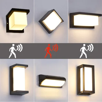 

out stock12w/18w Led Wall Light Waterproof Porch Light Modern Led Wall Lamp Radar Motion Sensor Courtyard Garden Outdoor Light