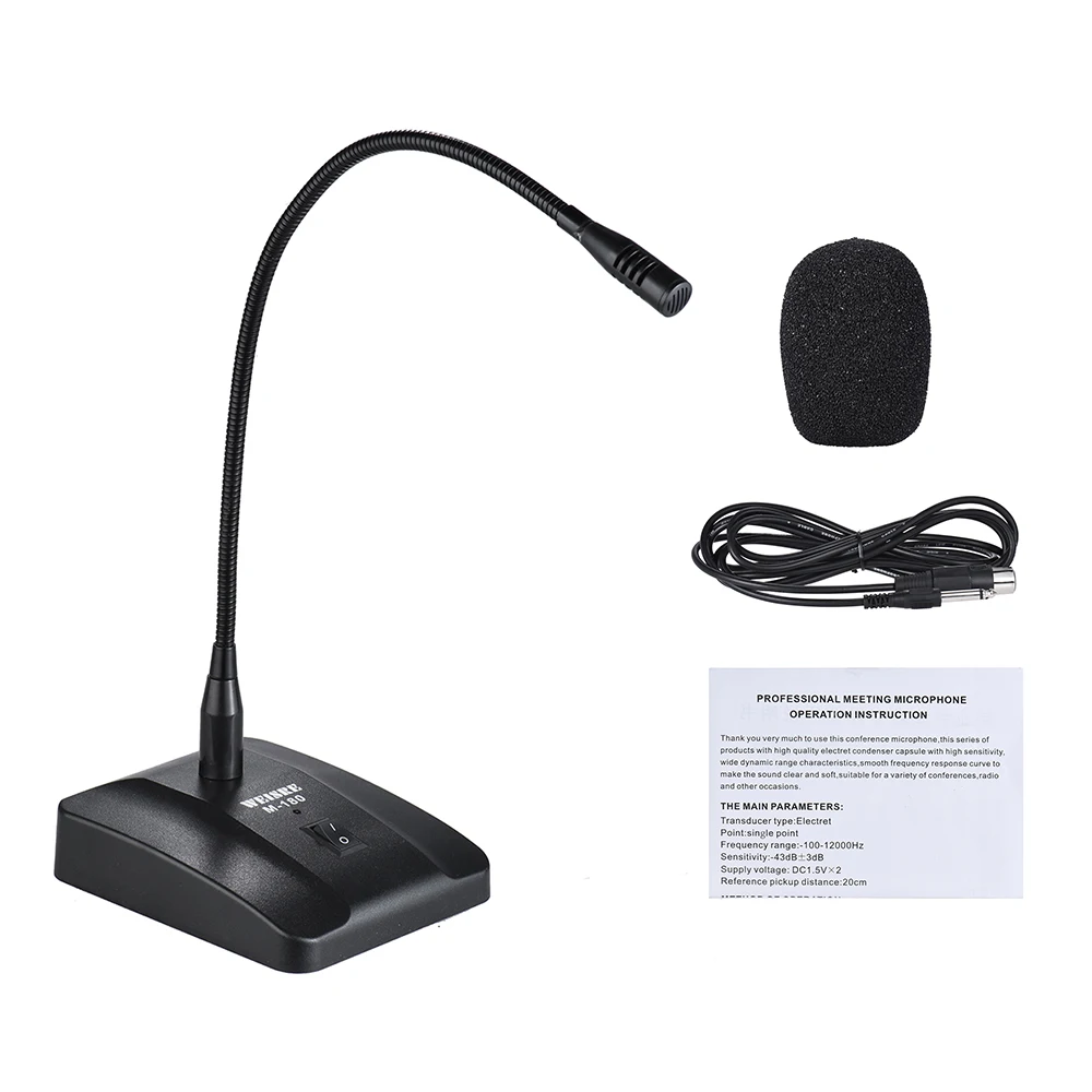 

Professional Wired Desktop Condenser Microphone Cardioid with 10ft XLR-to-1/4" Detachable Cable for Conference Meeting Broadcast