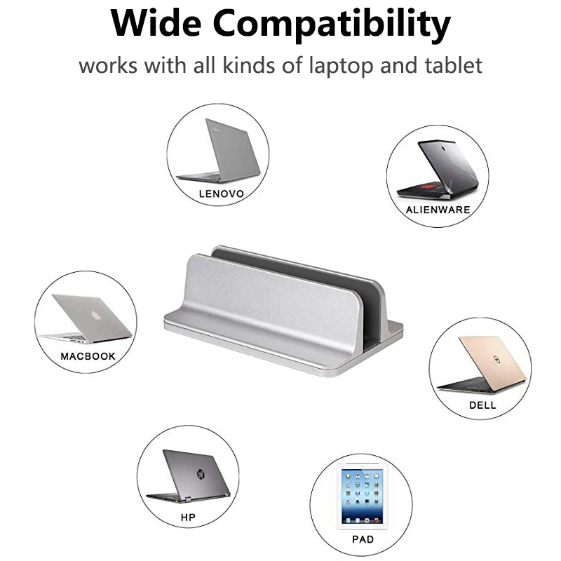 Metal Aluminum Alloy Vertical Stand Holder for Mackbook Air Pro Desktop Adjustable Laptop Notebook