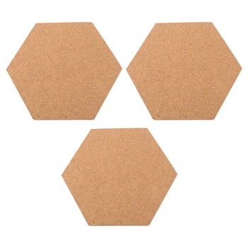 

3pcs Hexagon Corkboard Message Board Creative Self Adhesive Photo Wall for Home Living Room (20x17.5x0.6cm)