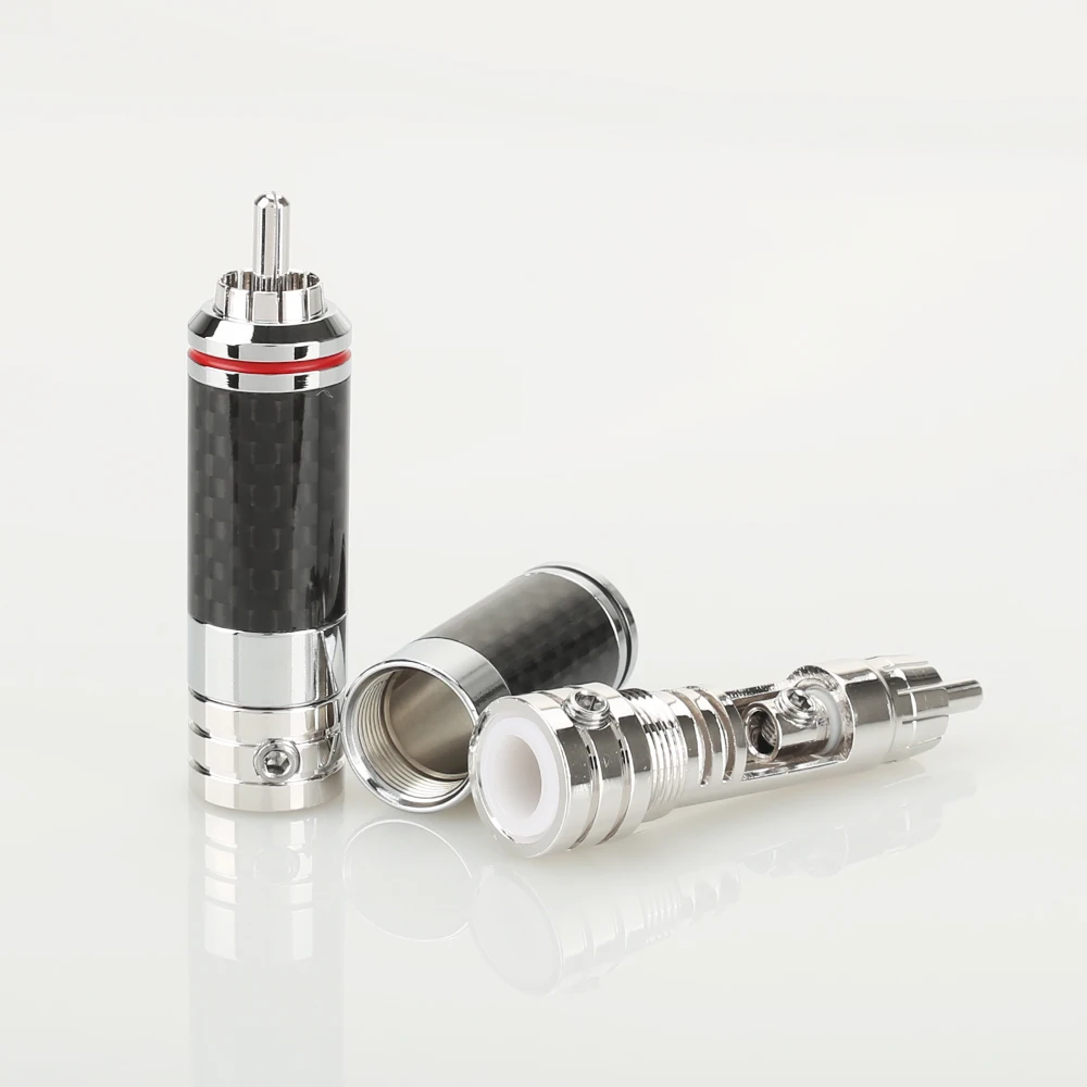 4 шт. разъем RCA из углеродного волокна с медным родиевым покрытием без припоя|rhodium