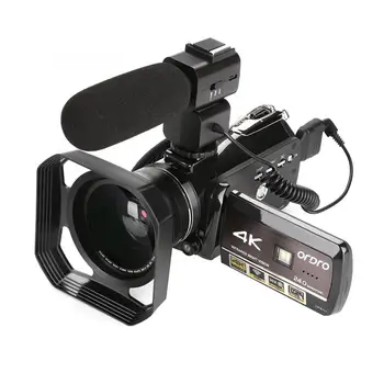 

ORDRO 4K Wifi Full HD Vlog Video Camera with Wide Angle Lens Mic Night Vision Digital Camcorder Video DV Camera US 100-240V