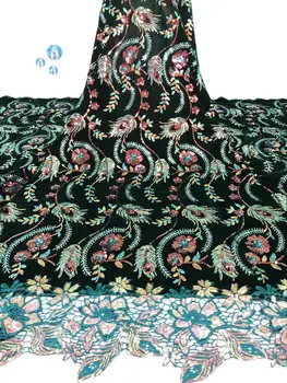 

Velvet Lace Fabric With Sequins French Tulle Mesh Lace High Quality Sequins Lace Fabrics for Bridal Lace Materials