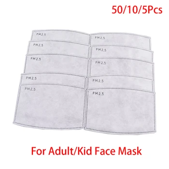 

50Pcs Kid/Adult 5 Layers PM2.5 Anti Haze Mouth Mask Replaceable Filter-slice Non-woven Activated Carbon Filter for Mouth Mask