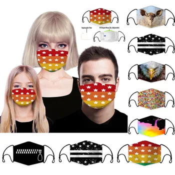 

Men Women Adult 3D Printing comfortable and soft masker Washable Breathable Replaceable Filter Four Season Quick-drying maschera