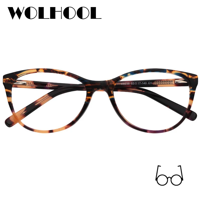 Круглый ретро кошачий глаз Ацетат Оправа оптические очки оправа с прозрачными линзами очки оправа для женщин и мужчин близорукость очки по рецепту