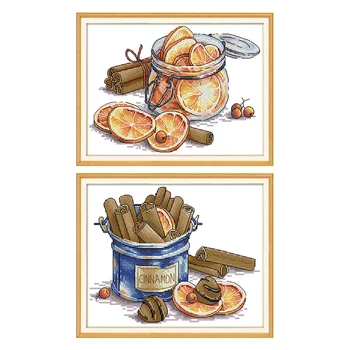

Lemon Paintings Cross Stitch Kit Printed Fabric Cinnamon Patterns 14CT 11CT Handmade Embroidery Thread Kits DIY Needlework Sets