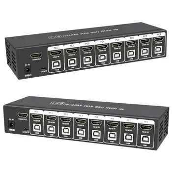 

PWAY 8 in 1 HDMI KVM Switch Box Selector with Extender 8 Ports USB 2.0 Sharing monitor mouse keyboard for 8 Computer Laptops PCs