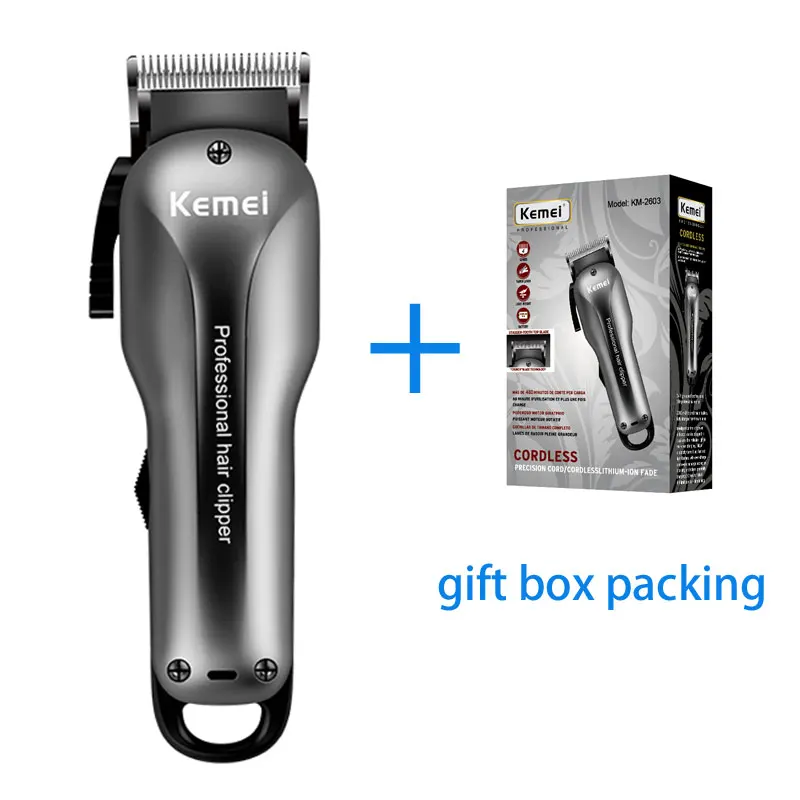 Gift box packing 100-240 В Kemei триммер для волос kemei профессиональная машинка для стрижки волос для парикмахера мощный станок для бритья волос Стрижка волос Бритва для бороды - Цвет: Gift box packing