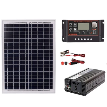 18V20W Panel Solar + 12V / 24V controlador + 1500W inversor Ac220V Kit, adecuado para exteriores y el hogar Ac220V Solar ahorro de energía