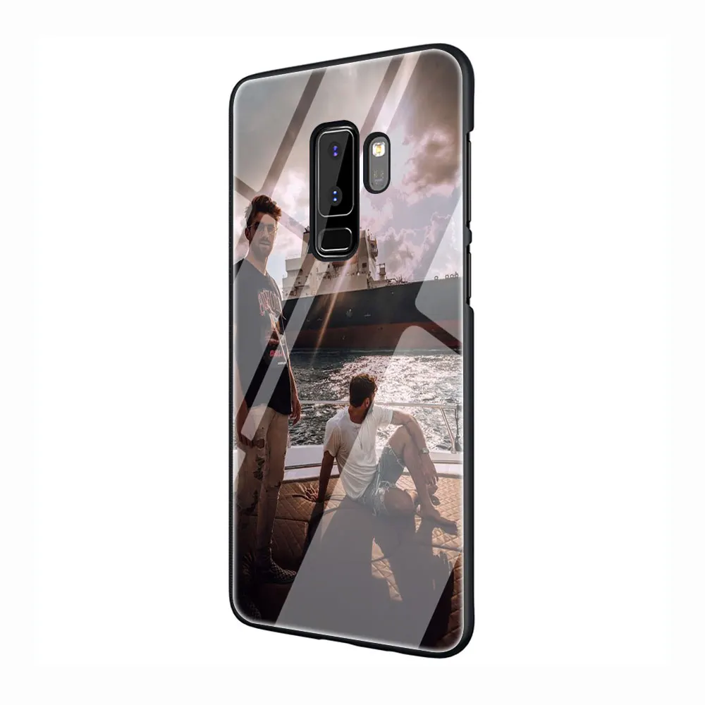 EWAU Chainsmokers закаленное Стекло Телефон чехол для Galaxy S7 edge S8 9 10 Plus, Note 8, 9, 10, A10 20 30 40 50 60 70 - Color: G11