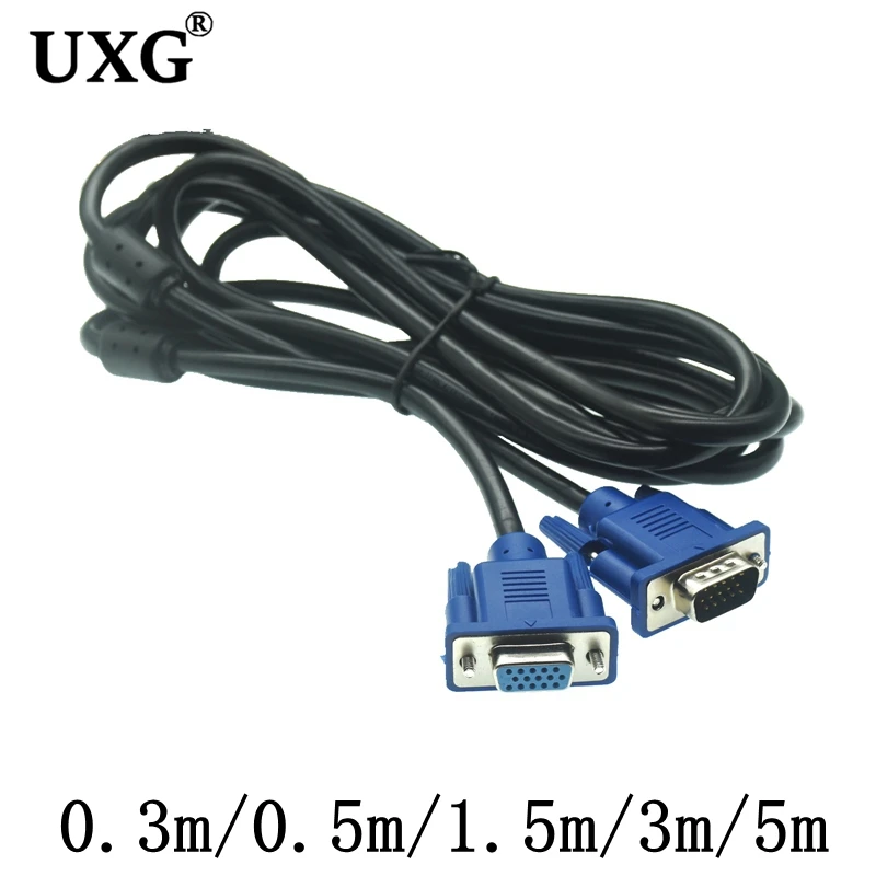 0.5m 1.5m 3m 5m Computer Monitor VGA to VGA Cable with HDB15 Male to HDB15 Female connector For PC TV Adapter Converter