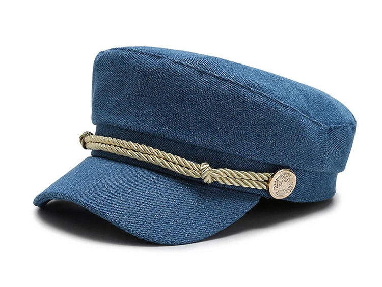 Шляпа женская плоская кепка диккий джокер темно-синяя шляпа веревка украшение рётро литературная кепка