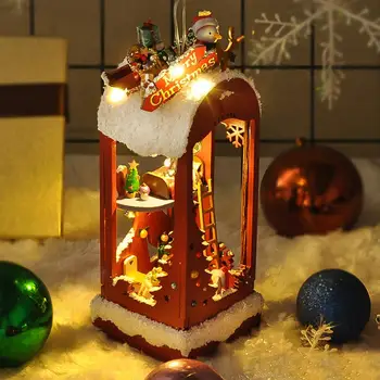 

Wooden DIY Cottage Creative Small Night Light Christmas Room Decoration Ice And Snow Christmas Ornament Gift New Year