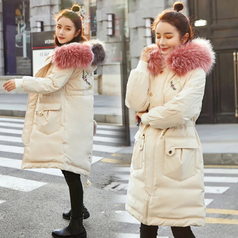 

Cotton-padded Clothes Women's Mid-length 2018 Winter New Style Korean-style Loose-Fit Slimming over-the-Knee down Jacket Cotton-
