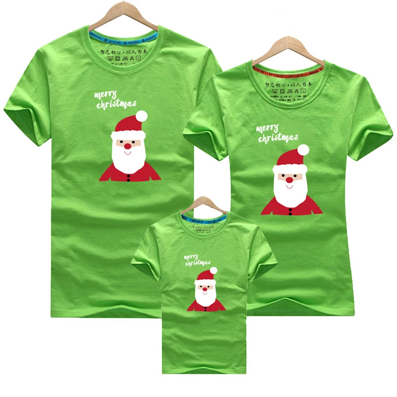 Зеленый Christmas Family Matching Dad Mom Baby Family Suit Family Look Outfits T Shirt Fashion Cartoon alphabet Father Son Clothes - Цвет: Зеленый