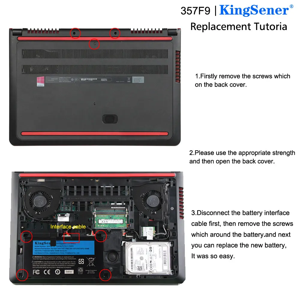 Kingsener 11.1v 74wh 357f9 bateria para dell