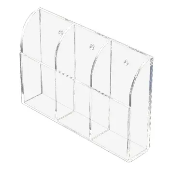 

WSFS Hot Clear Acrylic Remote Control Holder Wall Mount Media Organizer Storage Box (Three Compartments)