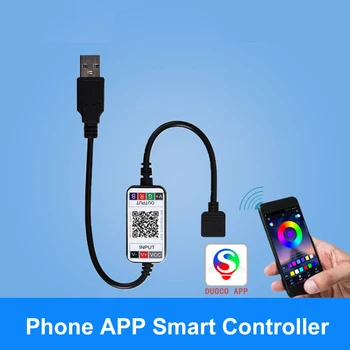 

Smart RGB Phone APP Bluetooth LED Controller USB Plug Suitable for 5V 3528 5050 RGB Light Strip Multicolor Changing TV Backlight
