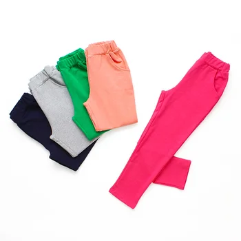 

High Quality Spring Summer Fashion Children Pants Candy Color Pencil Girls Pants Unisex Casual School Pants with Pocket 2-11Y