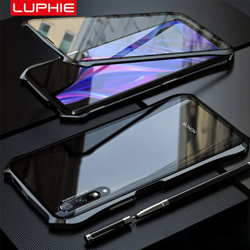 Original Luphie Magnetic Case For Huawei Honor 9x Pro Full Front+back 9h Glass Tempered Film Magnet Metal Case 9 X Cover Plus