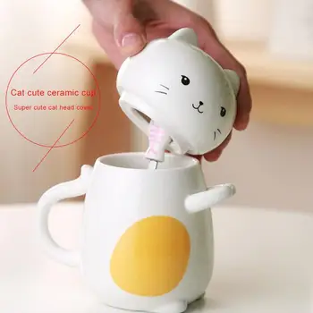 

Ceramic with lid super cute three-dimensional animal cat cute ceramic water cup coffee cup couple creative mug style animal milk
