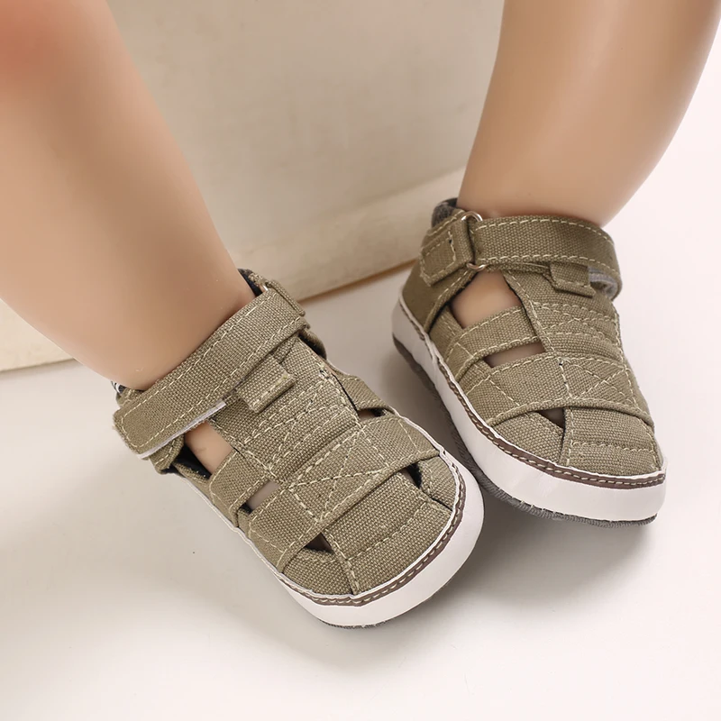 2021 NEW 0-18Months Kids Newborn Baby Boys Fashion Summer Soft Crib Shoes First Walker Anti Slip Sandals Shoes Soft Sole