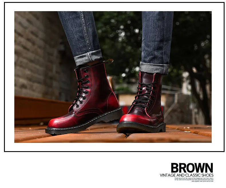 Doc/Мужская обувь; мужские зимние ботинки; мартинсы; мужская кожаная обувь; ботильоны в ковбойском стиле из водонепроницаемого материала; повседневная обувь в байкерском стиле; Coturno botas hombre
