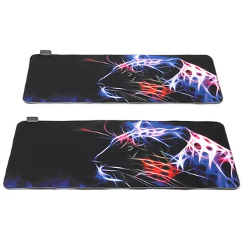 

Cool Cheetah Pattern True RGB Backlit Mouse Pad Gamer Anime USB LED Gaming Mouse Pad RGB Glowing Desk Keyboard Computer Mat